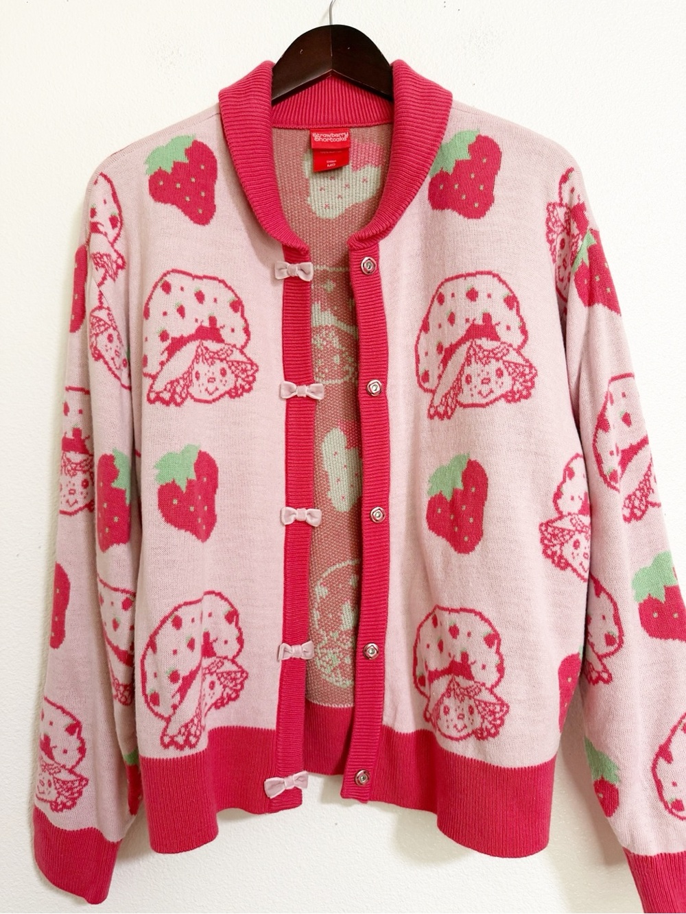 Hot Topic Strawberry Shortcake Bow Cardigan Pink Size M - Picture 4 of 12